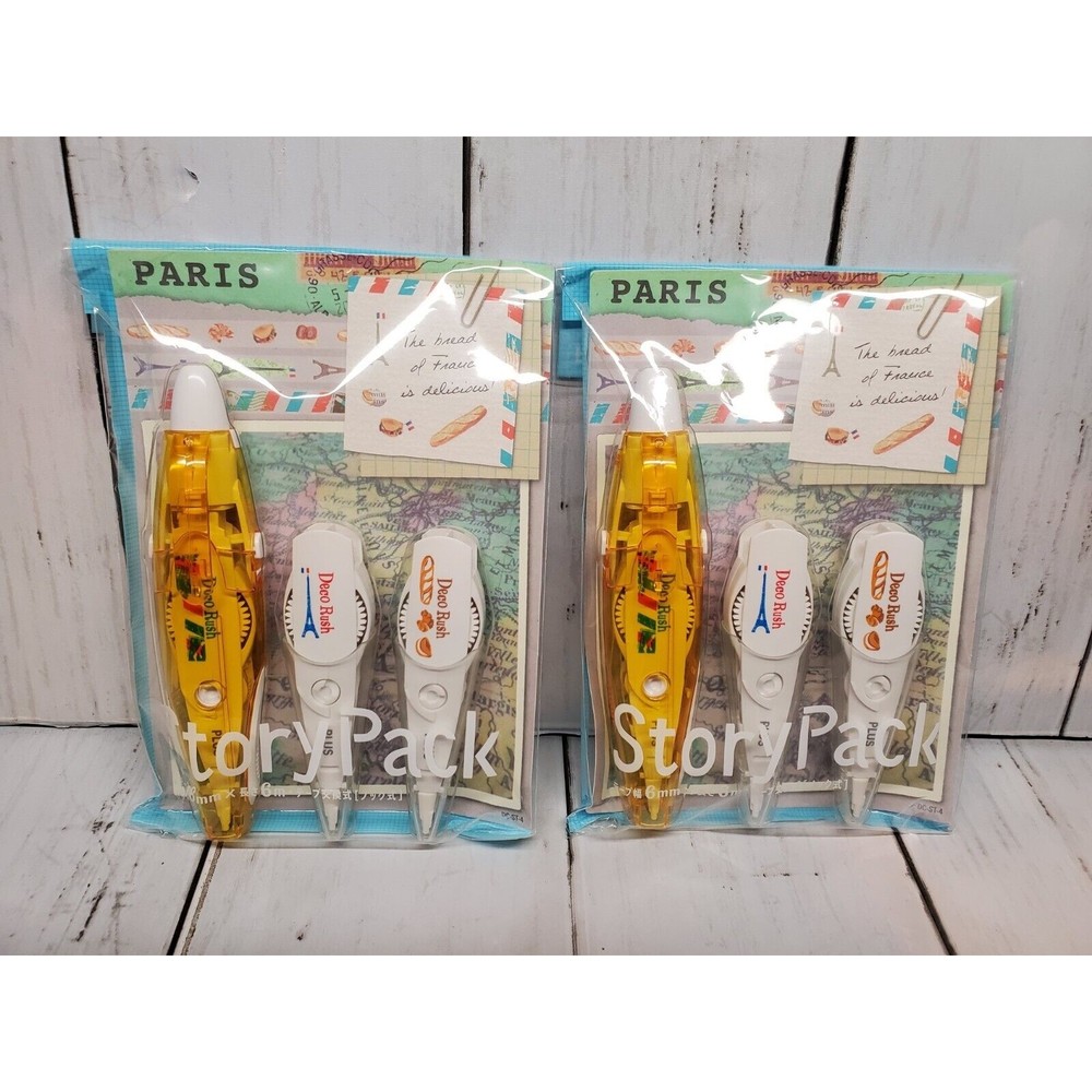 2 New PLUS Deco Rush Decoration Tape Pen Story Pack - Paris